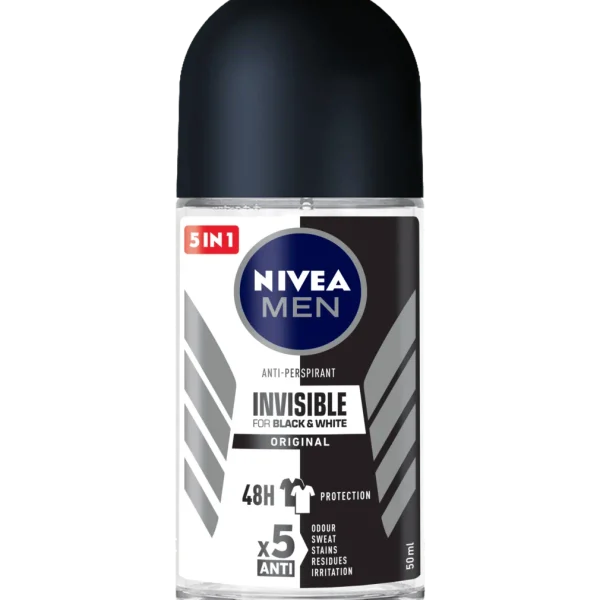 NIVEA | MEN Black & White Invisible Original Anti-Perspirant Roll-on For Men 72h - 50ml